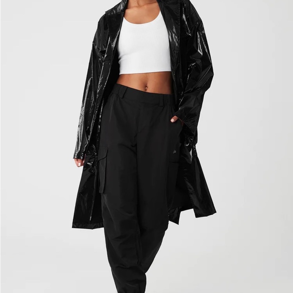 NEW ALO with tags Metallic Break Line Trench black size Small